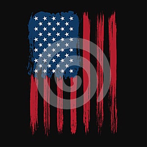 T-shirt graphic design with american flag and grunge texture. New York typography shirt design