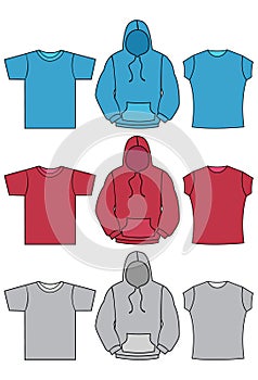 T-shirt and hoodie vector illustrations