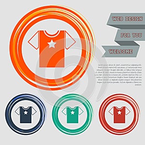 T-shirt icon on the red, blue, green, orange buttons for your website and design with space text.