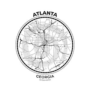 T-shirt map badge of Atlanta, Georgia