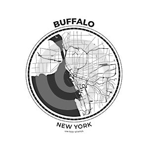 T-shirt map badge of Buffalo, New York