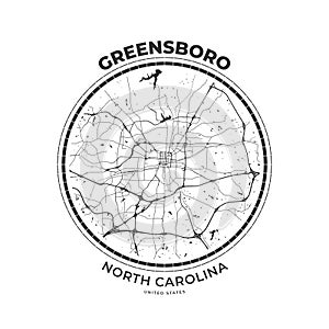 T-shirt map badge of Greensboro, North Carolina photo