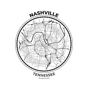 T-shirt map badge of Nashville, Tennessee photo