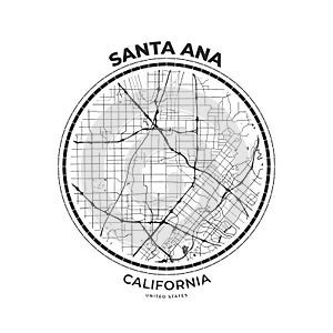 T-shirt map badge of Santa Ana, California photo