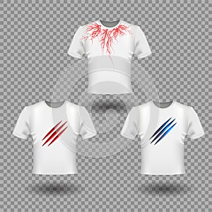 T-Shirt Mockup with Claws scratches and human veins, red blood vessels design