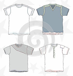 T-shirt mockup. Clothing, textile template set. - Vector
