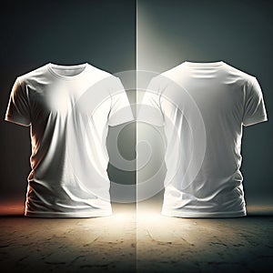 T-shirt mockup. White blank t-shirt front and back, generative AI