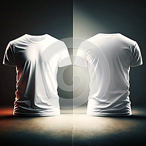 T-shirt mockup. White blank t-shirt front and back, generative AI