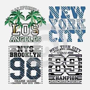 T-shirt new york city, Sport wear, set sport typography emblem