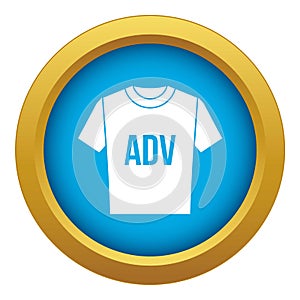 T-shirt with print ADV icon blue vector isolated