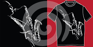 T-shirt with saxophonist