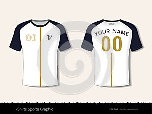 T-shirt sport design for football club, Front and back view soccer jersey uniform, Sport slim fit shirts apparel mock up.