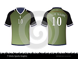 T-shirt sport design for football club, Front and back view soccer jersey uniform, Sport slim fit shirts apparel mock up.