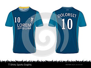 T-shirt sport design for football club, Front and back view soccer jersey uniform, Sport slim fit shirts apparel mock up.