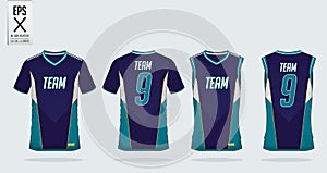 T-shirt sport design template for soccer jersey, football kit and tank top for basketball jersey. Uniform in front and back view.