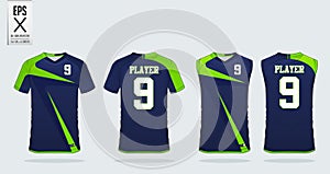 T-shirt sport design template for soccer jersey, football kit and tank top for basketball jersey. Uniform in front and back view.