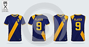 T-shirt sport design template for soccer jersey, football kit and tank top for basketball jersey. Uniform in front and back view.