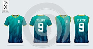 T-shirt sport design template for soccer jersey, football kit and tank top for basketball jersey. Uniform in front and back view.