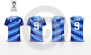 T-shirt sport design template for soccer jersey, football kit and tank top for basketball jersey. Uniform in front and back view.