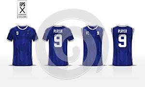 T-shirt sport design template for soccer jersey, football kit and tank top for basketball jersey. Uniform in front and back view.