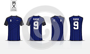 T-shirt sport design template for soccer jersey, football kit and tank top for basketball jersey. Uniform in front and back view.