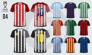 T-shirt sport design template for soccer jersey, football kit, tank top for basketball jersey. Uniform in front view back view.