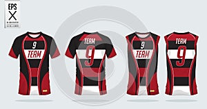 T-shirt sport design template for soccer jersey, football kit, tank top for basketball jersey. Uniform in front view back view.