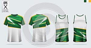 T-shirt sport mockup template design for soccer jersey, football kit and tank top for basketball jersey.