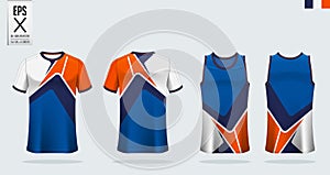 T-shirt sport mockup template design for soccer jersey, football kit and tank top for basketball jersey.