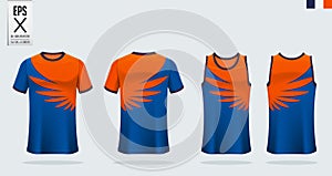 T-shirt sport mockup template design for soccer jersey, football kit and tank top for basketball jersey.