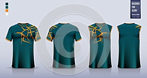 T-shirt sport mockup template design for soccer jersey, football kit and tank top for basketball jersey.