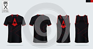 T-shirt sport mockup template design for soccer jersey, football kit, tank top for basketball jersey and running singlet. Vector.