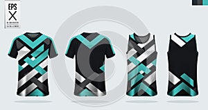 T-shirt sport mockup template design for soccer jersey, football kit. Tank top for basketball jersey and running singlet.Vector.