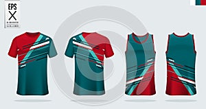 T-shirt sport mockup template design for soccer jersey, football kit. Tank top for basketball jersey and running singlet.Vector.