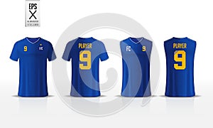 T-shirt sport mockup template design for soccer jersey, football kit and tank top for basketball jersey. Sport uniform shirt.