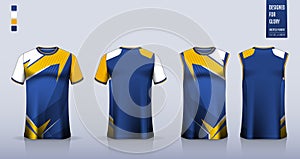 T-shirt sport, Soccer jersey, football kit, basketball uniform, running singlet mockup. Fabric pattern design.