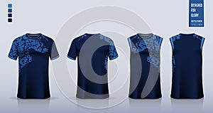 T-shirt sport, Soccer jersey, football kit, basketball uniform, running singlet mockup. Fabric pattern design.