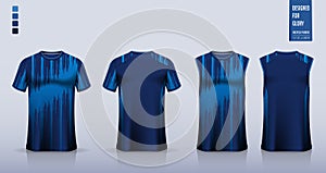 T-shirt sport, Soccer jersey, football kit, basketball uniform, running singlet mockup. Fabric pattern design.