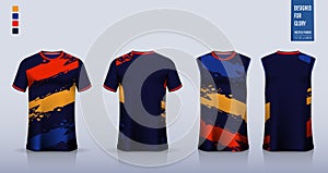 T-shirt sport, Soccer jersey, football kit, basketball uniform, running singlet mockup. Fabric pattern design.