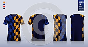 T-shirt sport, Soccer jersey, football kit, basketball uniform, running singlet mockup. Fabric pattern design.