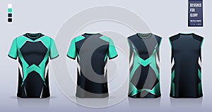 T-shirt sport, Soccer jersey, football kit, basketball uniform, tank top, and running singlet mockup. Fabric pattern design.