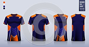 T-shirt sport, Soccer jersey, football kit, basketball uniform, tank top, and running singlet mockup. Fabric pattern design.