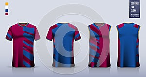 T-shirt sport, Soccer jersey, football kit, basketball uniform, tank top, and running singlet mockup. Fabric pattern design.