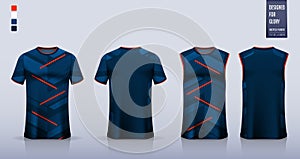 T-shirt sport, Soccer jersey, football kit, basketball uniform, tank top, and running singlet mockup. Fabric pattern design.