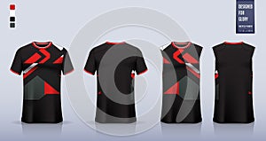 T-shirt sport, Soccer jersey, football kit, basketball uniform, tank top, and running singlet mockup. Fabric pattern design.Vector