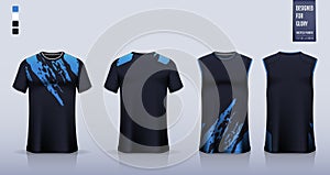 T-shirt sport, Soccer jersey, football kit, basketball uniform, tank top, and running singlet mockup. Fabric pattern design.Vector