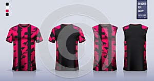 T-shirt sport, Soccer jersey, football kit, basketball uniform, tank top, and running singlet mockup. Fabric pattern design.Vector