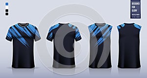 T-shirt sport, Soccer jersey, football kit, basketball uniform, tank top, and running singlet mockup. Fabric pattern design.Vector