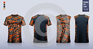 T-shirt sport, Soccer jersey, football kit, basketball uniform, tank top, and running singlet mockup. Fabric pattern design.Vector