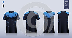 T-shirt sport, Soccer jersey, football kit, basketball uniform, tank top, and running singlet mockup. Fabric pattern design.Vector